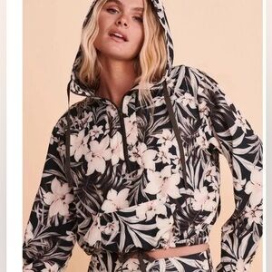 Hurley Black and White Floral Hoodie